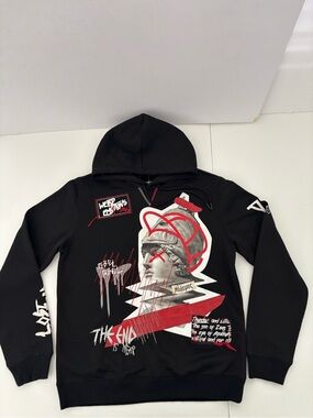 Smoke Rise Men's Black Graphic Hoodie Sweatshirt Size M